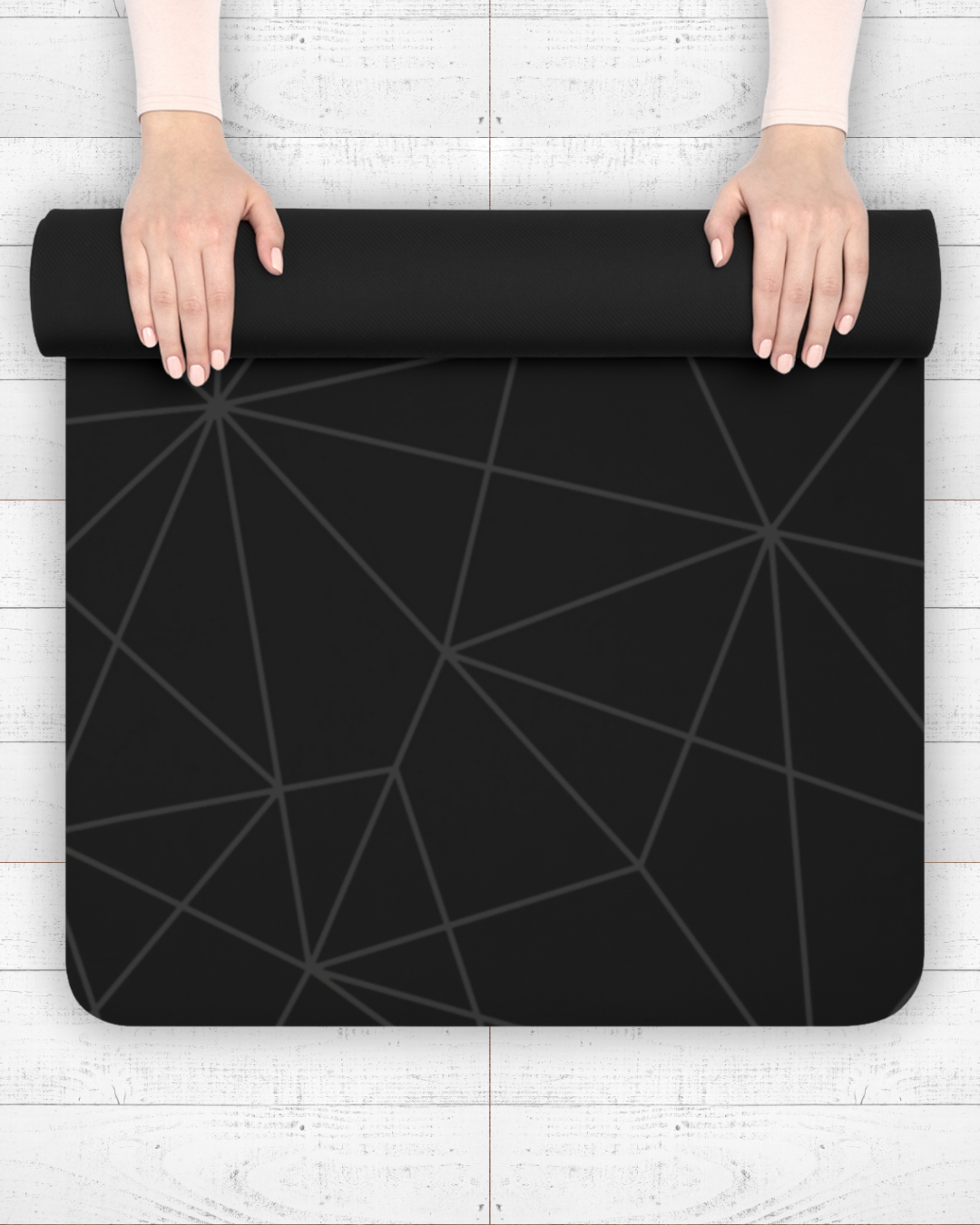 Rubber Yoga Mat – Eco‑Friendly, Non‑Slip (5 mm) | Black Petrol with Geometric Alignment