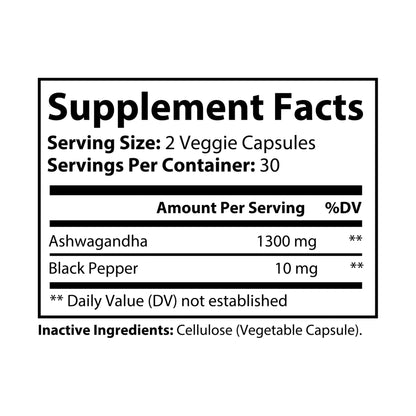 Ashwagandha + Black Pepper | Adaptogen for Stress, Focus & Energy