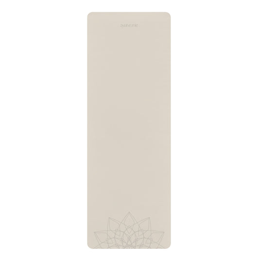 Rubber Yoga Mat – Eco‑Friendly, Non‑Slip (5 mm) | Sand Beige with Mandala Spiritual Design