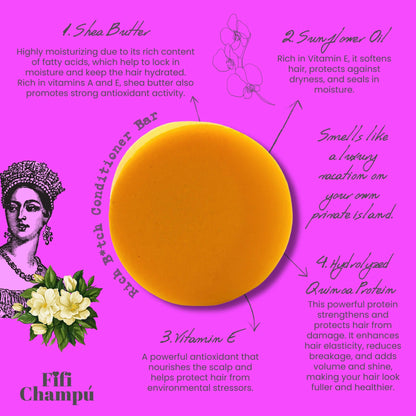 Acondicionador en barra Rich B*tch: Nutrición lujosa para cabello seco y sediento