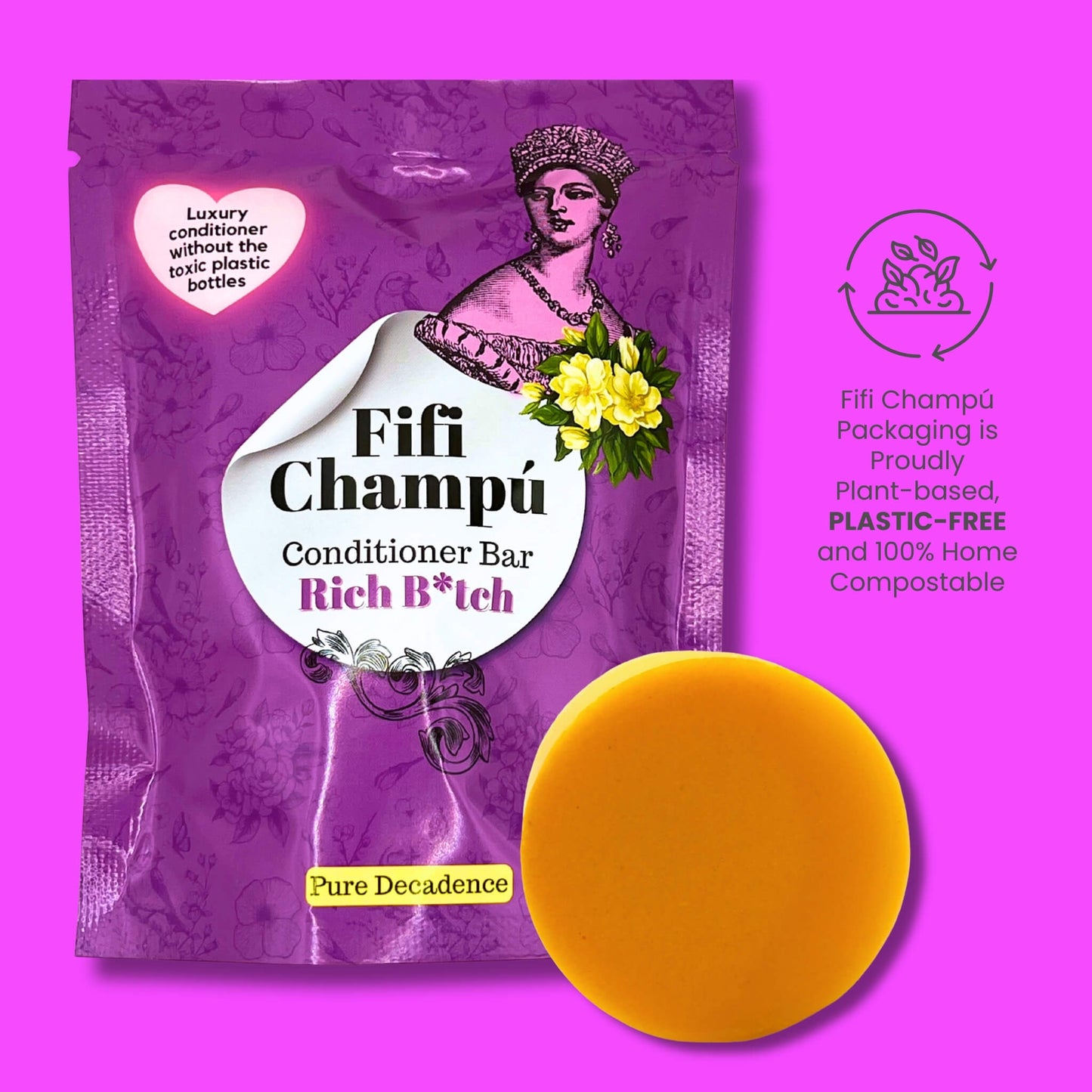 Acondicionador en barra Rich B*tch: Nutrición lujosa para cabello seco y sediento